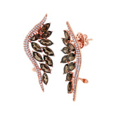 0.75ct Diamond & 5.91ct Smokey Topaz 14k Rose Gold Ear Crawler Earring